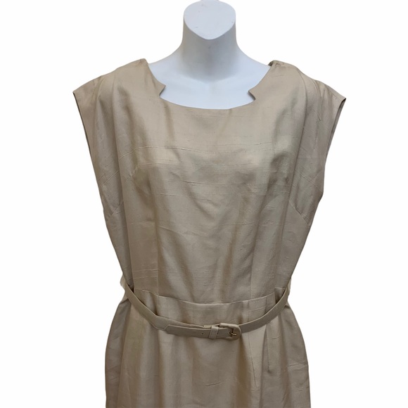 1950s Alexander Lipton Vintage Dress Sleeveless Belt Ivory Cream - Picture 6 of 14